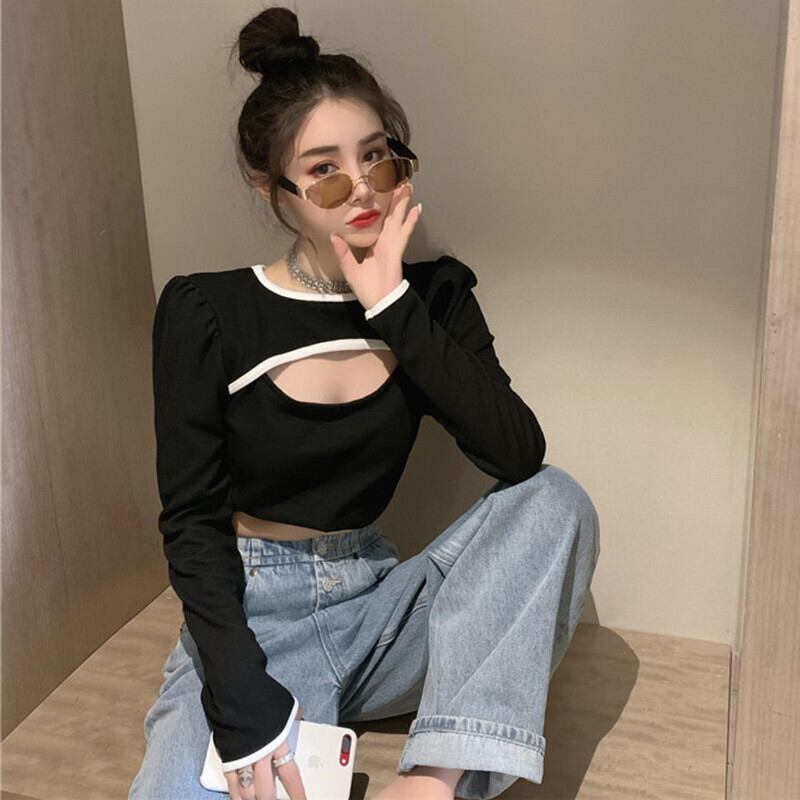 カラーオータムトップス ロング 秋物 Tシャツ ガールズファッション64546156295