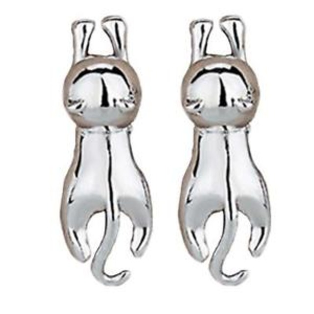 【送料無料】レディーススターリングシルバースムーズイヤリングfindout ladies 925 sterling silver frosted smooth cat earrings, for women girls