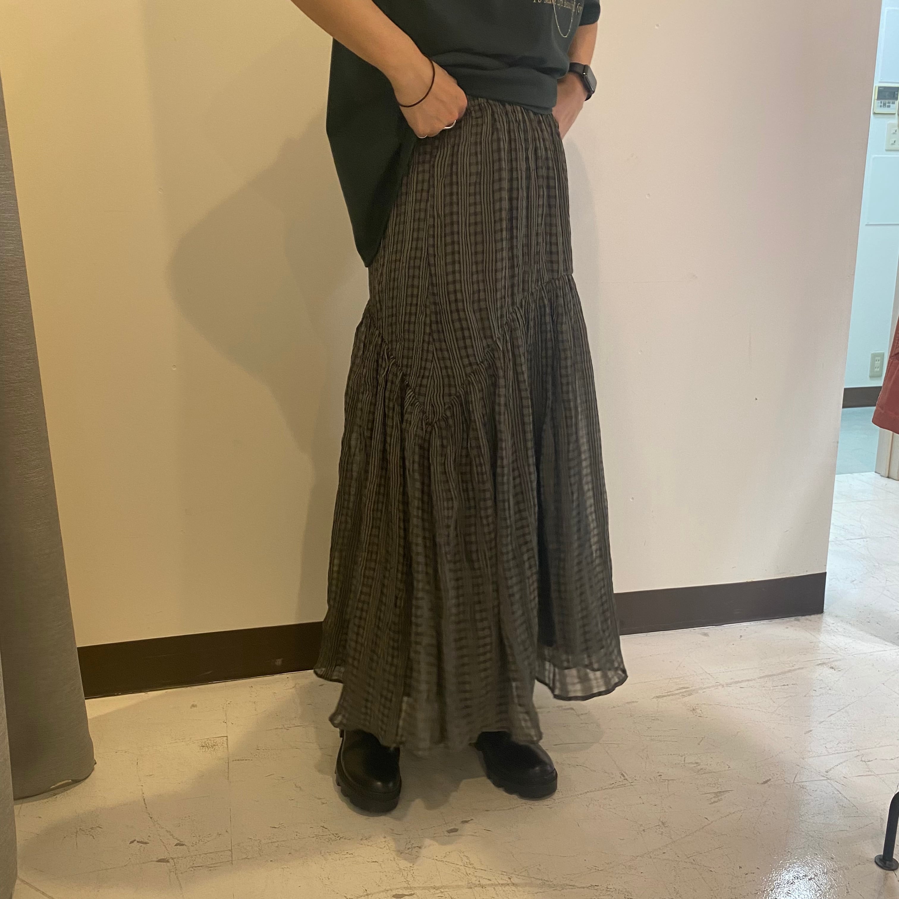 【CHIGNON】 チェックシアーティアードスカート