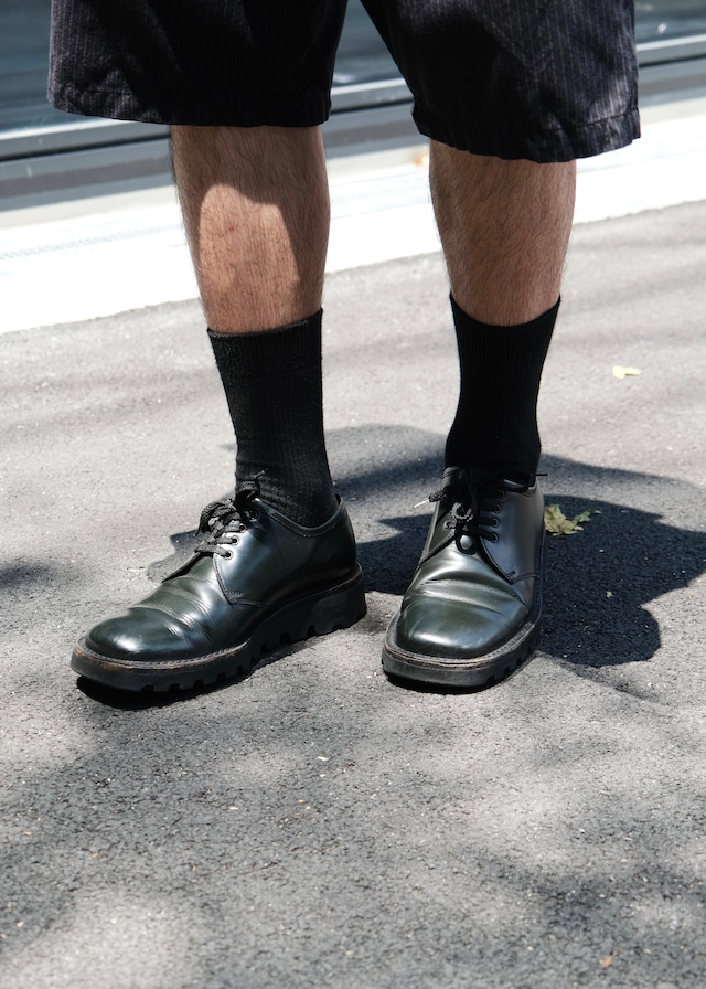 PRADA square toe tank sole leather shoes