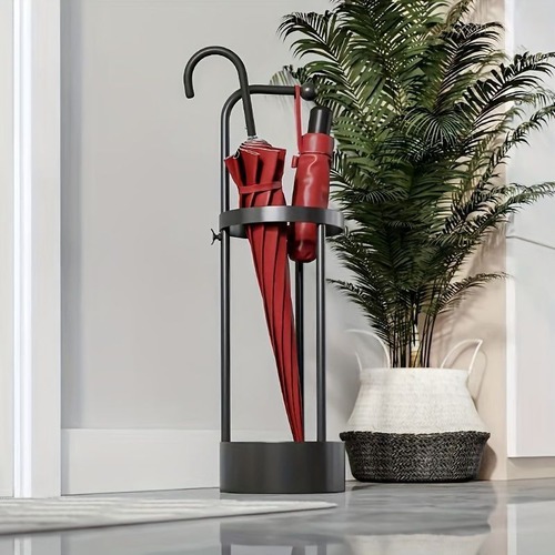 フック付きの傘立て ブラック/ゴールド 玄関収納ラック コンパクトな傘立て 商業用傘立て、クリエイティブな傘掛け 傘収納ラック オフィスエントランス