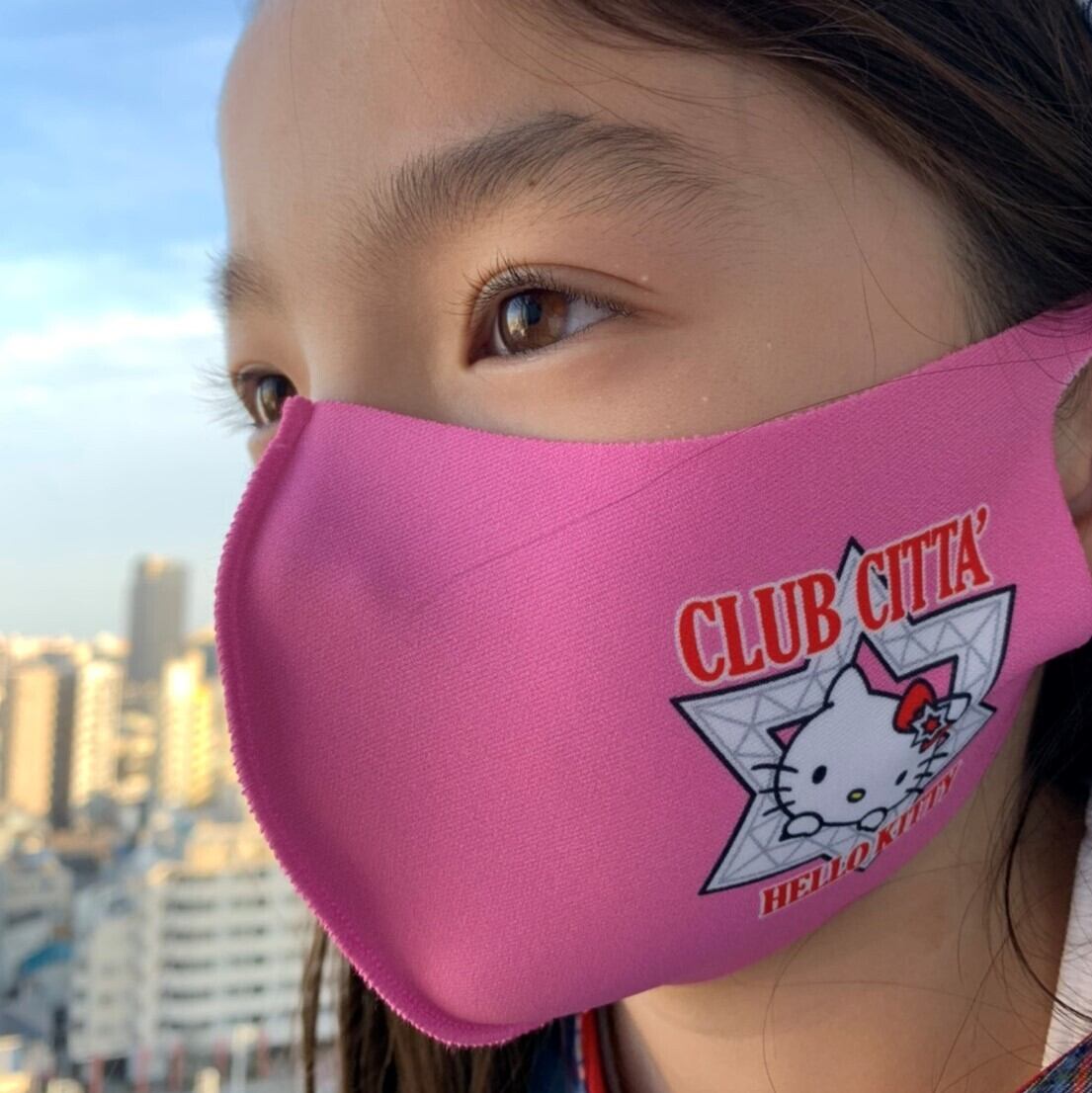 SALE】CLUB CITTA'×ハローキティ マスク(ブラック/大人用サイズ SALE】CLUB CITTA'×ハローキティ マスク(ブラック/大人用サイズ