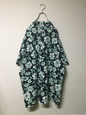総柄 アロハシャツ 半袖 ハイビスカス ボタニカル