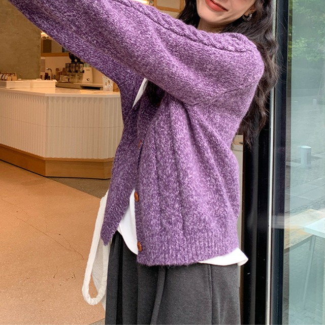 cable knit cardigan　J00230