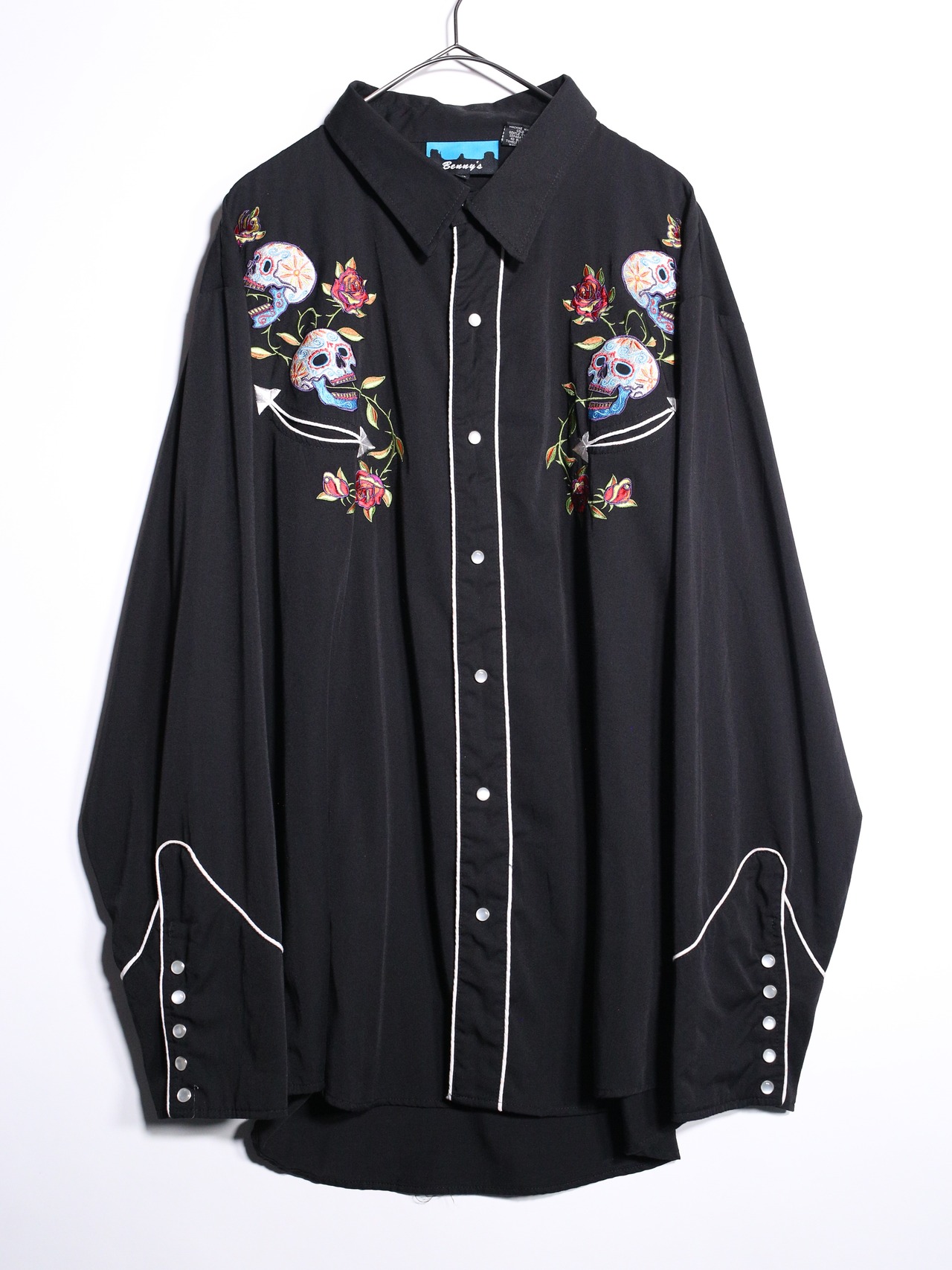 sugar skull embroidery western shirt - 8
