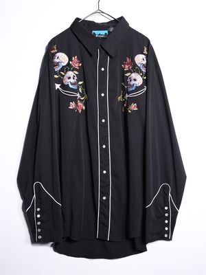 sugar skull embroidery western shirt