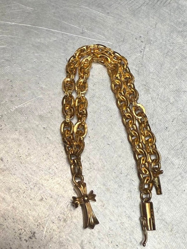 CHROME HEARTS クロムハーツ 22K レアモノ アンクレット 9インチ CHN PAPER 2クリップ バーペーパーチェーン ブレスレット ネックレス