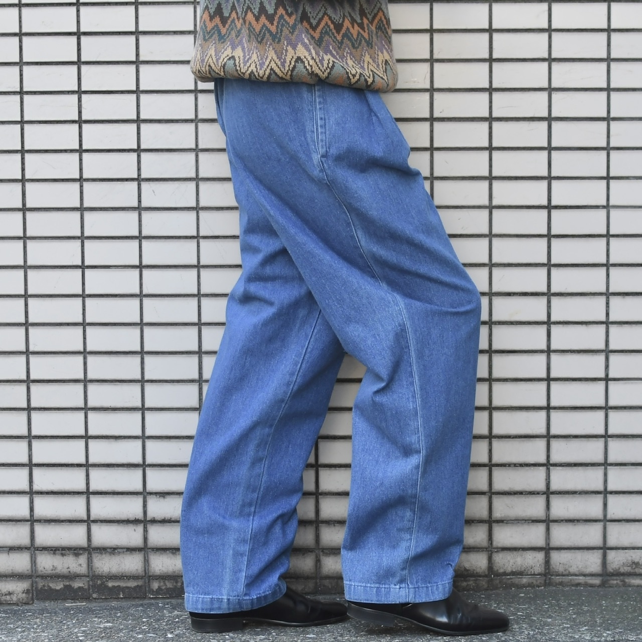 SAVANE denim 2 tuck slacks