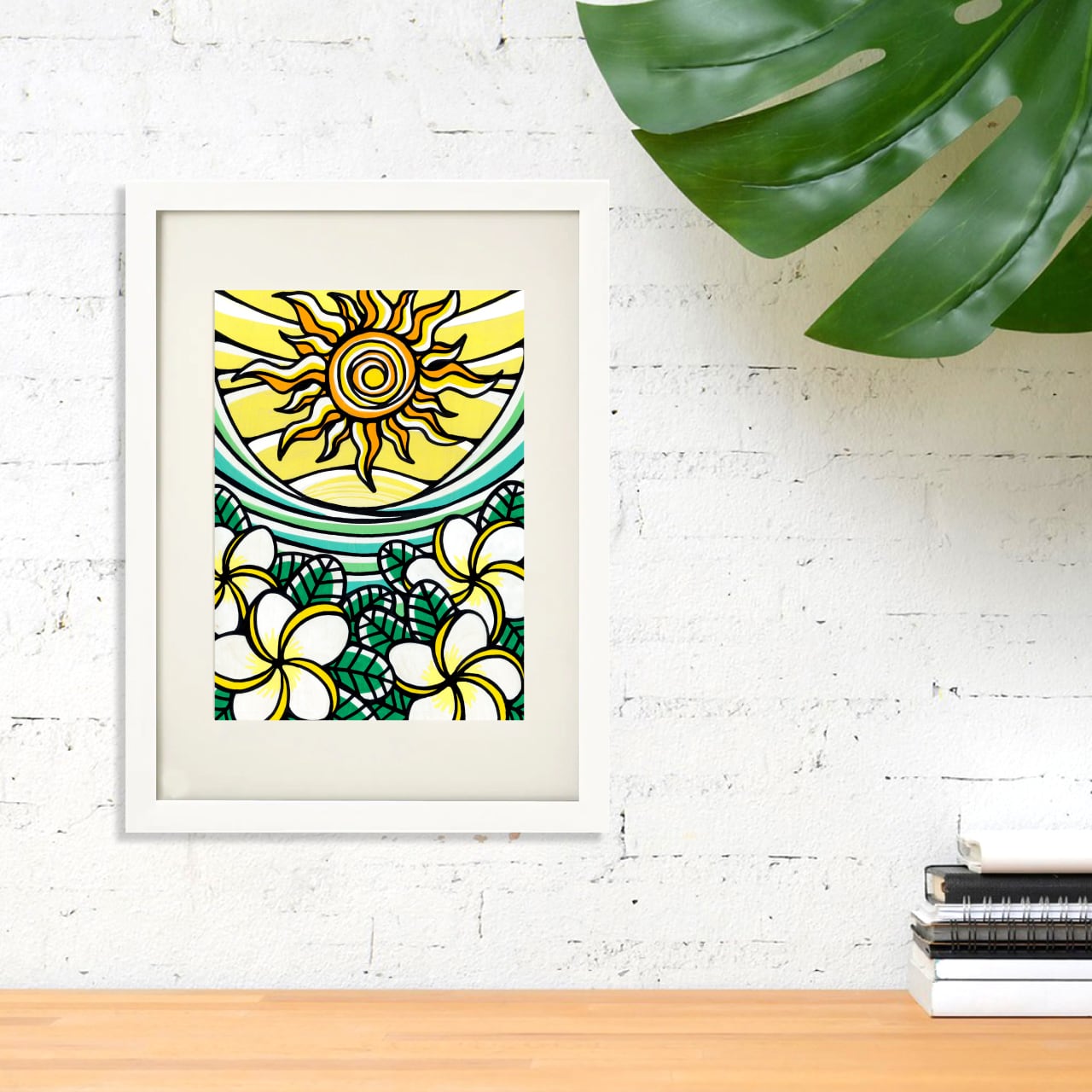 原画】Wood Panel A4（Sunshine Whale Shark）with Frame | TAMO ART