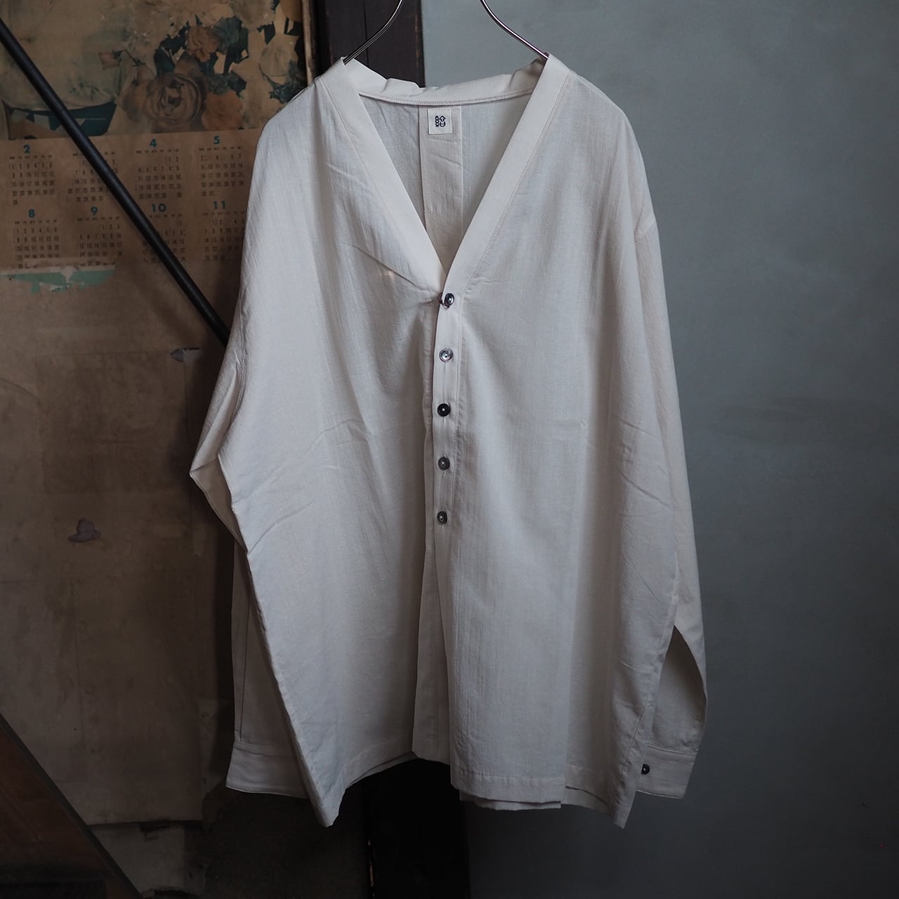 結-yui- / ユイ CARDIGAN SHIRTS / YCS-004 COTTON BOURETTE NOIL ECRU OR OFF BLK