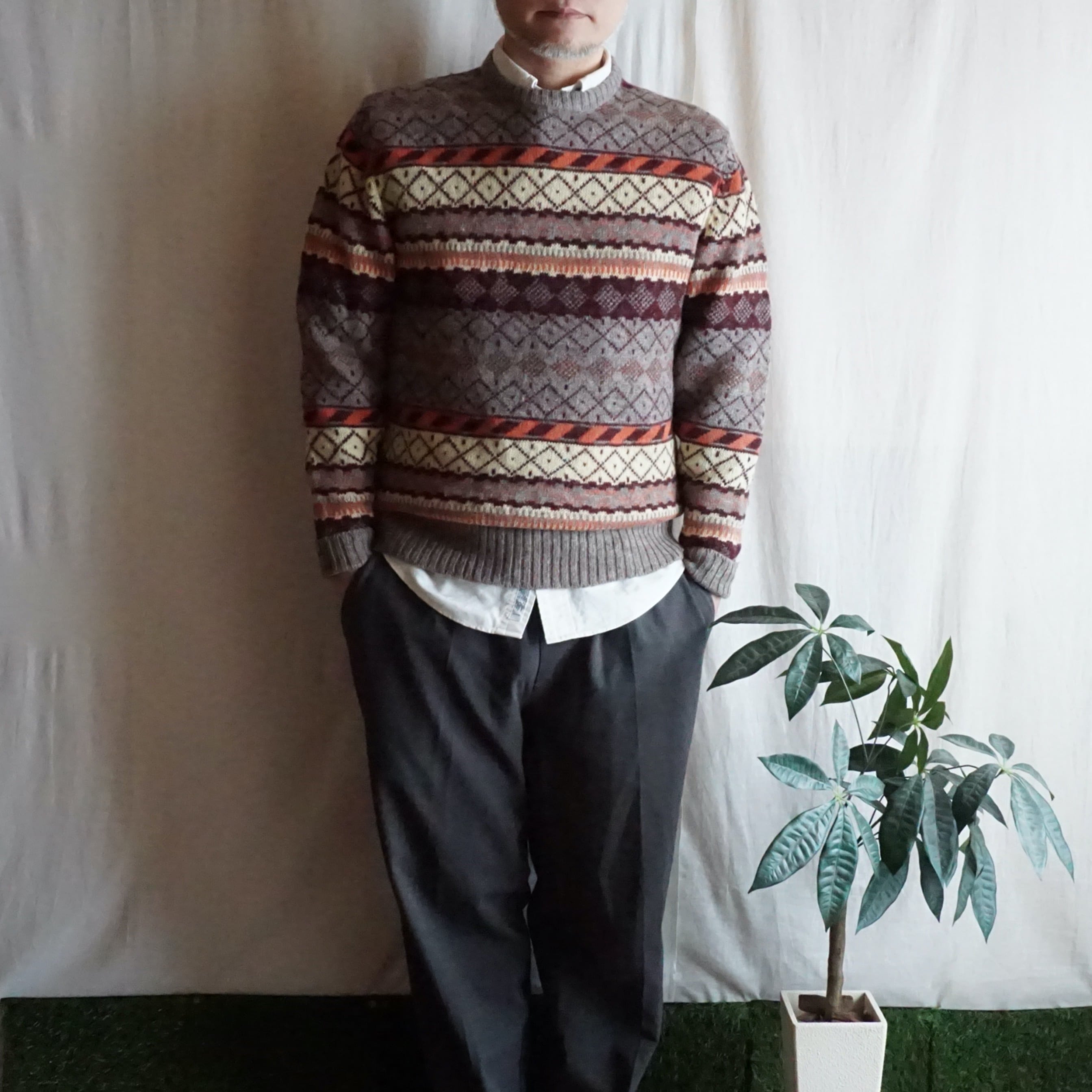 ドイツ 総柄ウールセーター 80-90's Germany [C2636] | 古着屋