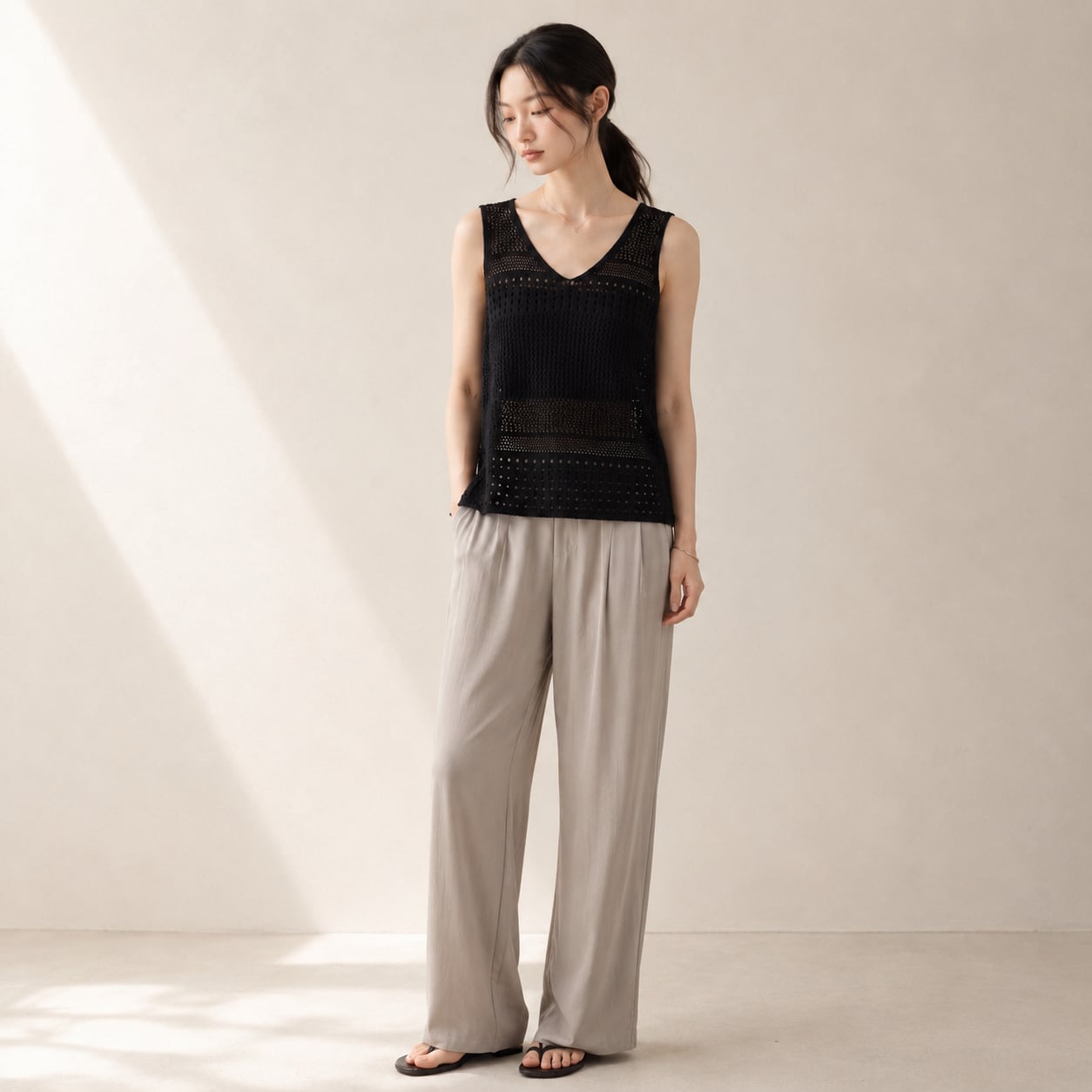 OPEN KNIT LAYERED TOPS