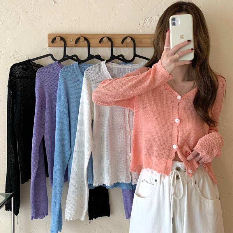 シャツ サマーニットカーディガン ロング 夏物 YY-ファッション27328653346