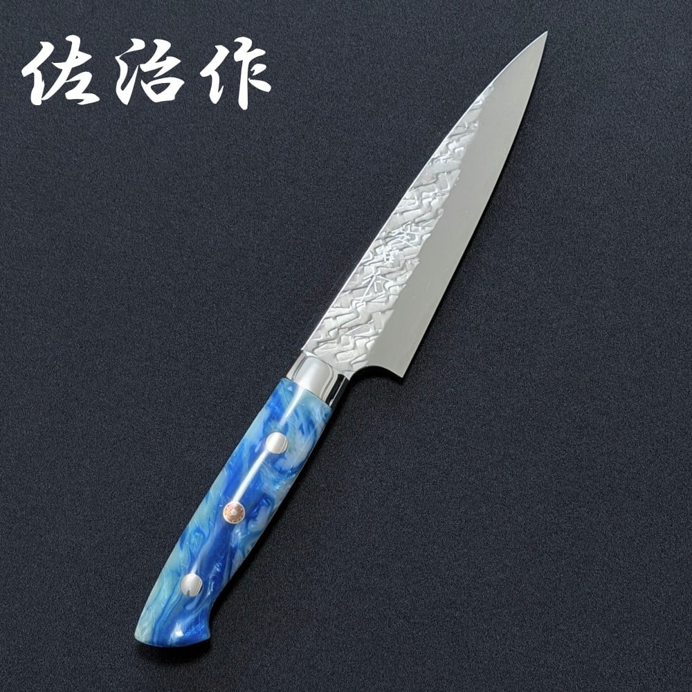 貴輔 包丁 三徳 ATS-34 ステンレス 165mm 鎚目 紫檀八角柄 口輪赤
