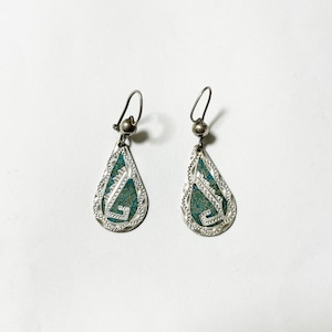 Vintage 925 Silver Turquoise Pirced Earrings Made In Mexico