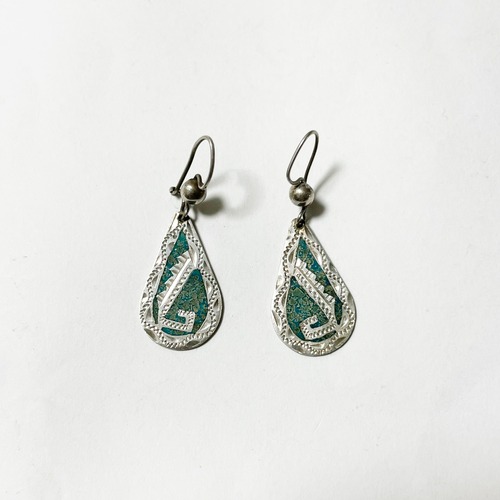 Vintage 925 Silver Turquoise Pirced Earrings Made In Mexico