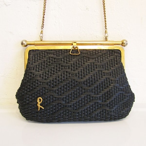 「ROBERTA DI CAMERINO」 Vintage black weaved shoulder bag