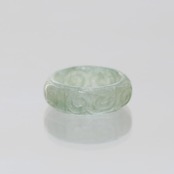 【14.5号】 Carving NyoYi  翡翠くり抜き甲丸リング A貨翡翠 jd_rg2515