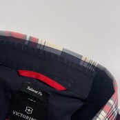 VICTORINOX ビクトリノックス Tailored Fit チェック柄 半袖 シャツ L/レッド ネイビー系 メンズ