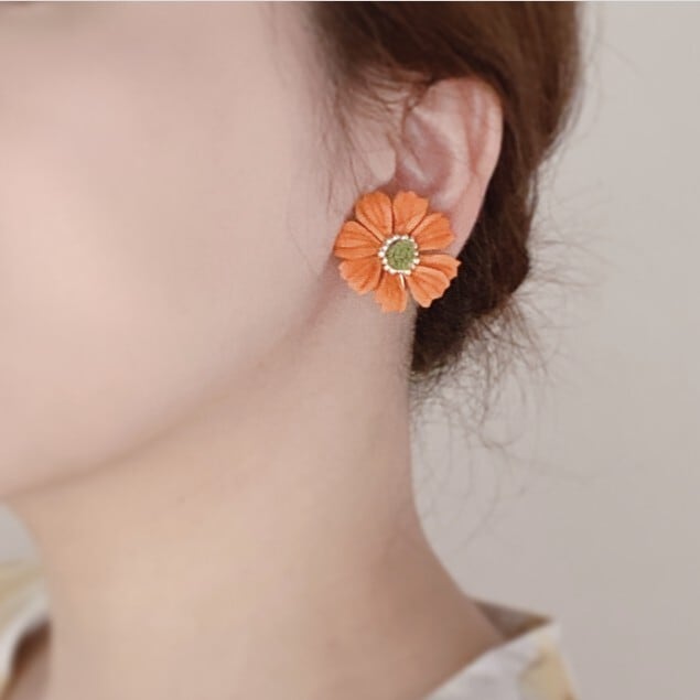革花（レザーフラワー）ハンドブック Vol.2｜秋の花コスモスのピアス
