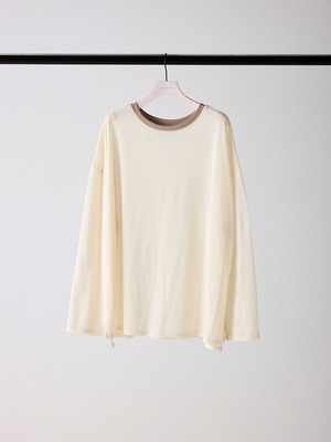 【ご予約】8463-748KK] ｼｱｰﾎﾞｰﾀﾞｰﾛﾝTEE【chignon】