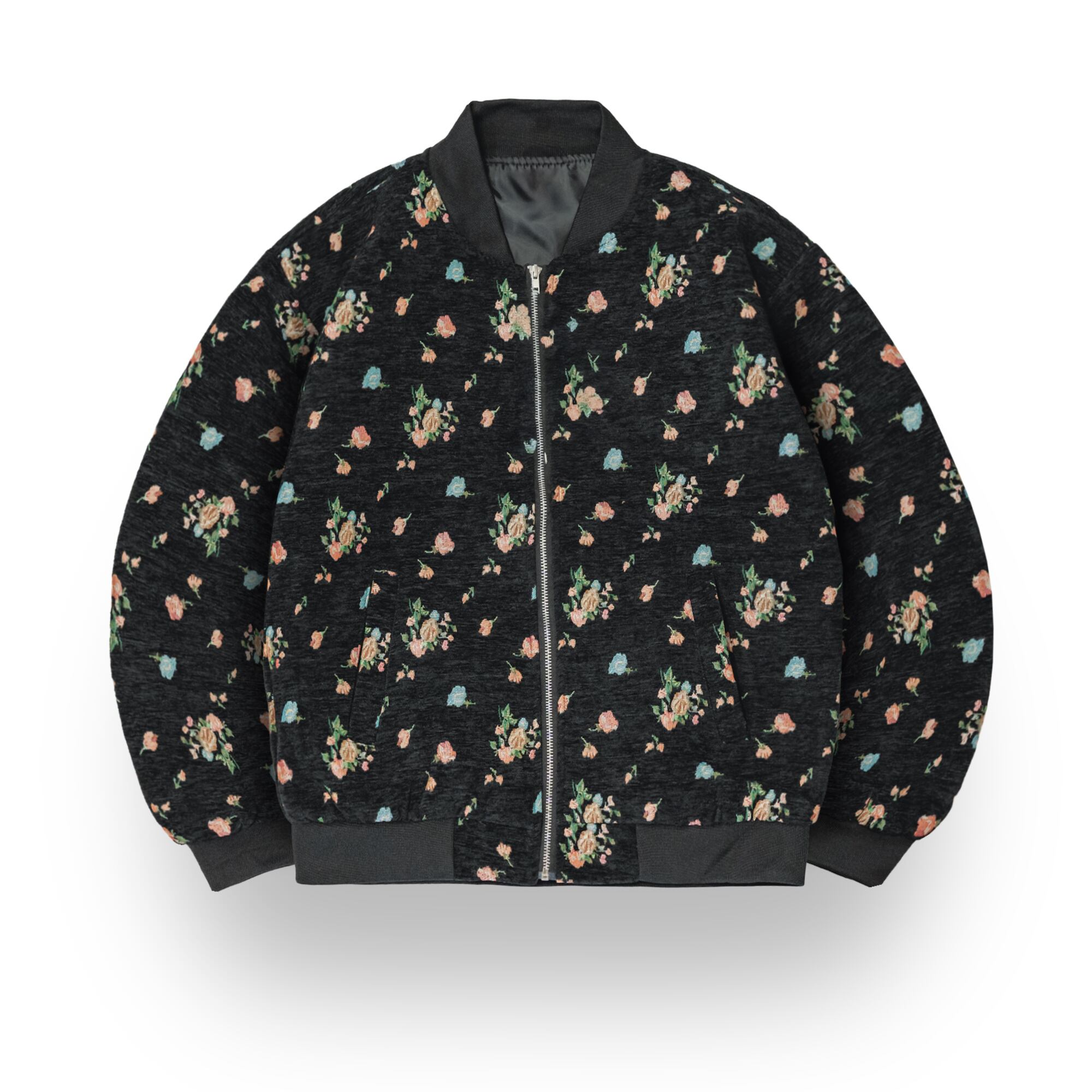 フラワーデザインジャガードブルゾン