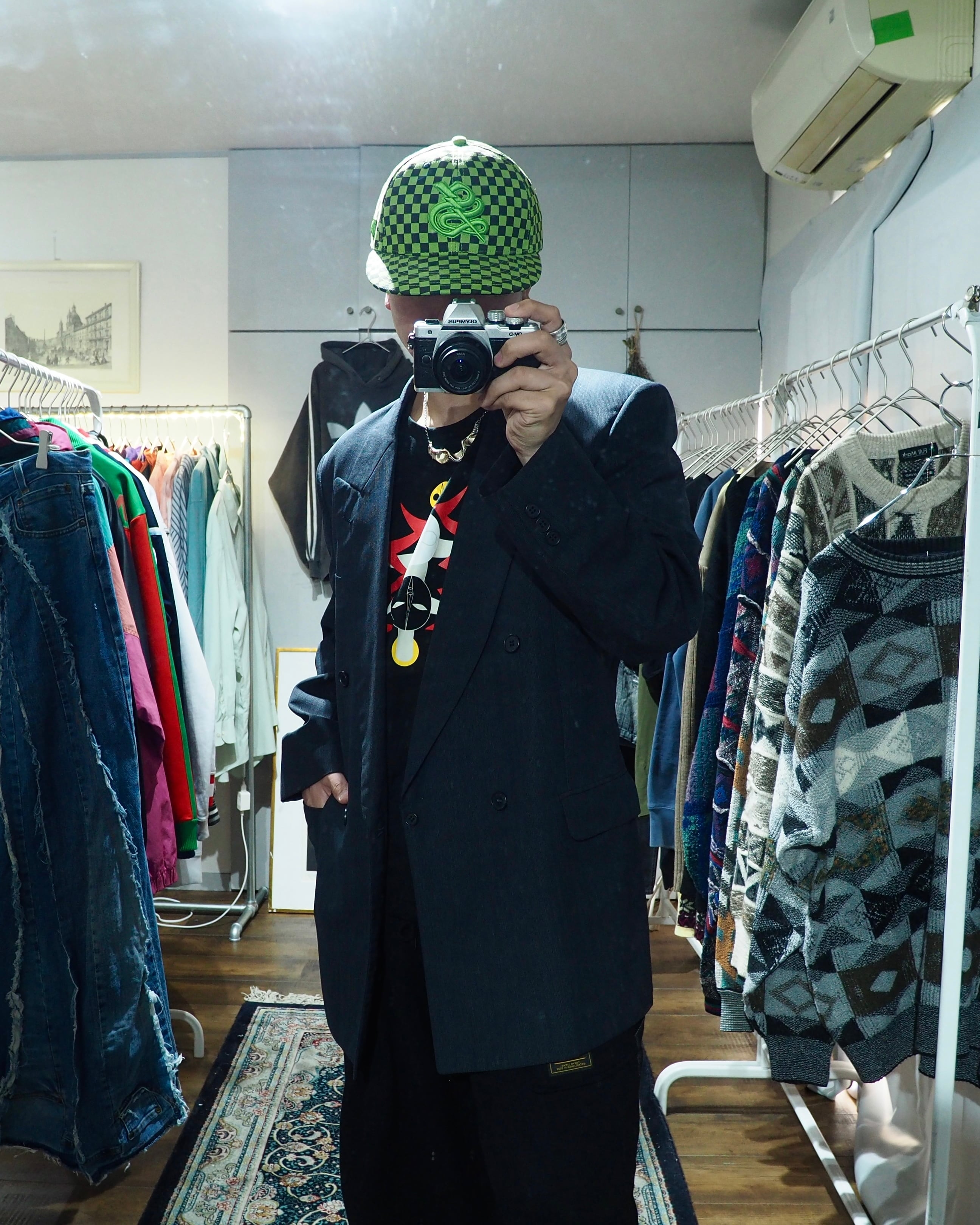 Vivid Light Green Checker board pattern Design Cap