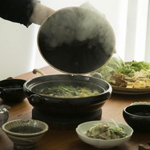 弥生陶園/丸土鍋（むしスノコ付き） 天目釉