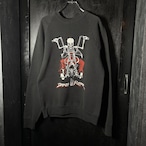 80s Vintage / DEATH RIDER スカル × バイクプリント ラグランスウェット / ブラック