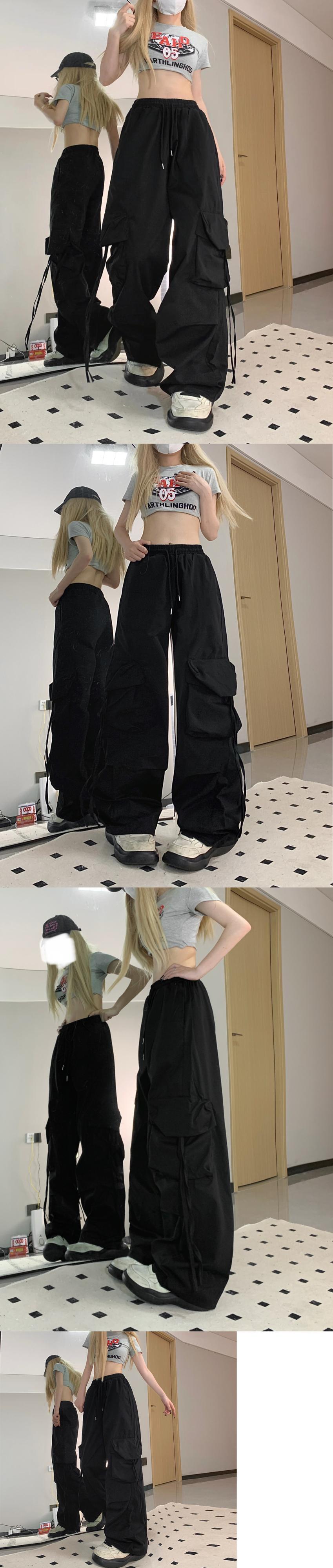 Y2K ピンクカーゴパラシュートパンツだぶだぶ原宿特大ワイドレッグ