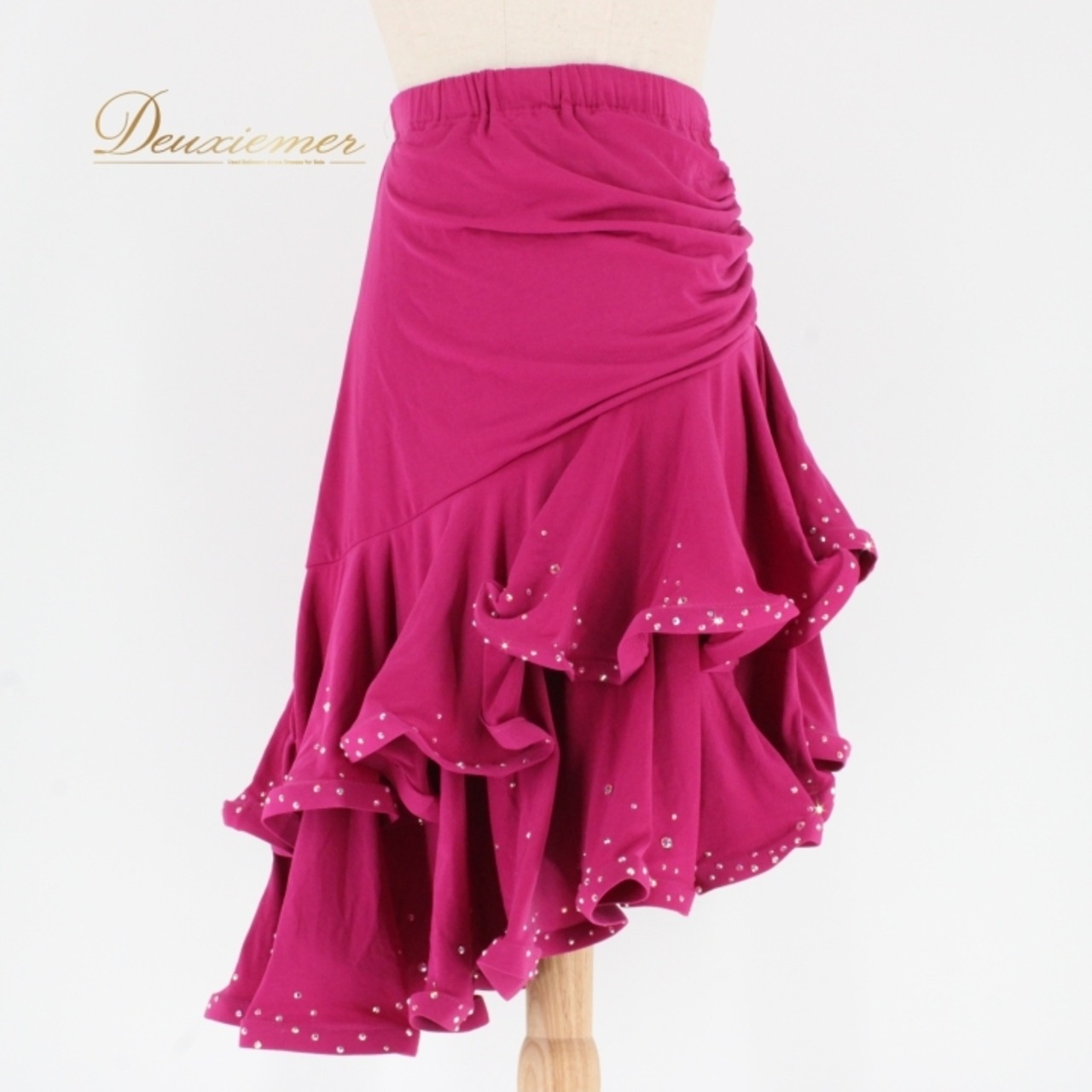 社交ダンス 衣装 スタンダード ラテン スカート レッスンウェア Create-Sun クリエイトサン パープル系 ラインストーン 紫 練習着 フリル ダンスウェア スカート レディース ピンク系 フリルスカート 発表会 練習用 舞台衣装 ウエストゴム おしゃれ ストレッチ 練習着 コスチューム かわいい 綺麗 お揃い 用途多様 踊りやすい 装飾あり スパンコール 光沢感