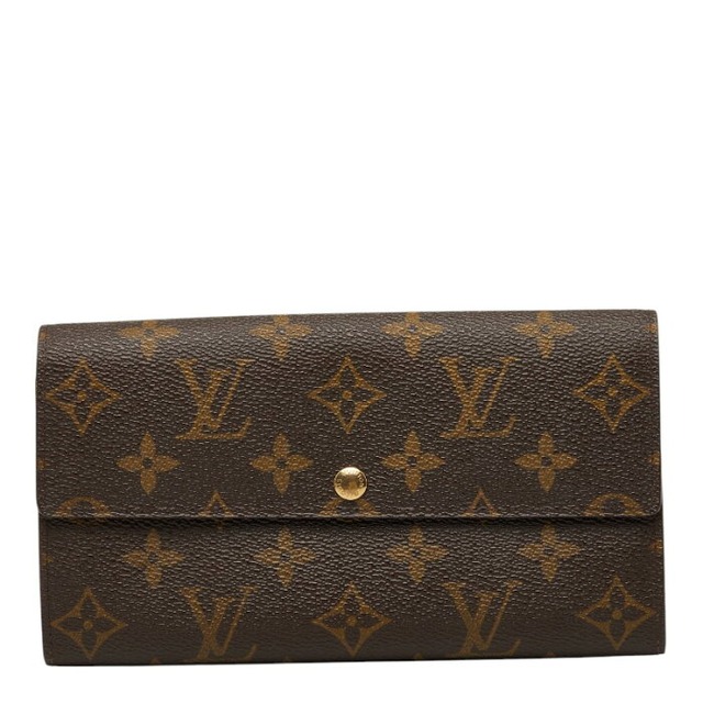 ルイ ヴィトン モノグラム ポシェット ポルトモネ クレディ 長財布 M61725 ブラウン PVC レザー レディース LOUIS VUITTON 【中古】