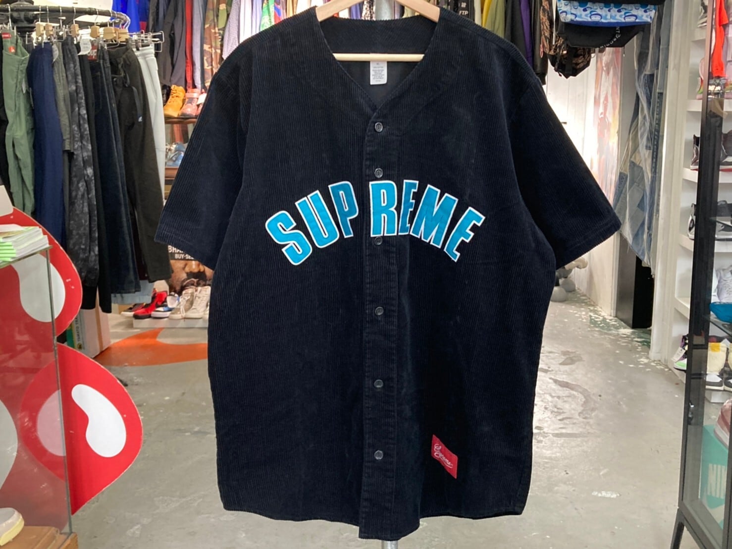Supreme CORDUROY BASEBALL JERSEY BLACK XL 90KF6281 | BRAND BUYERS 