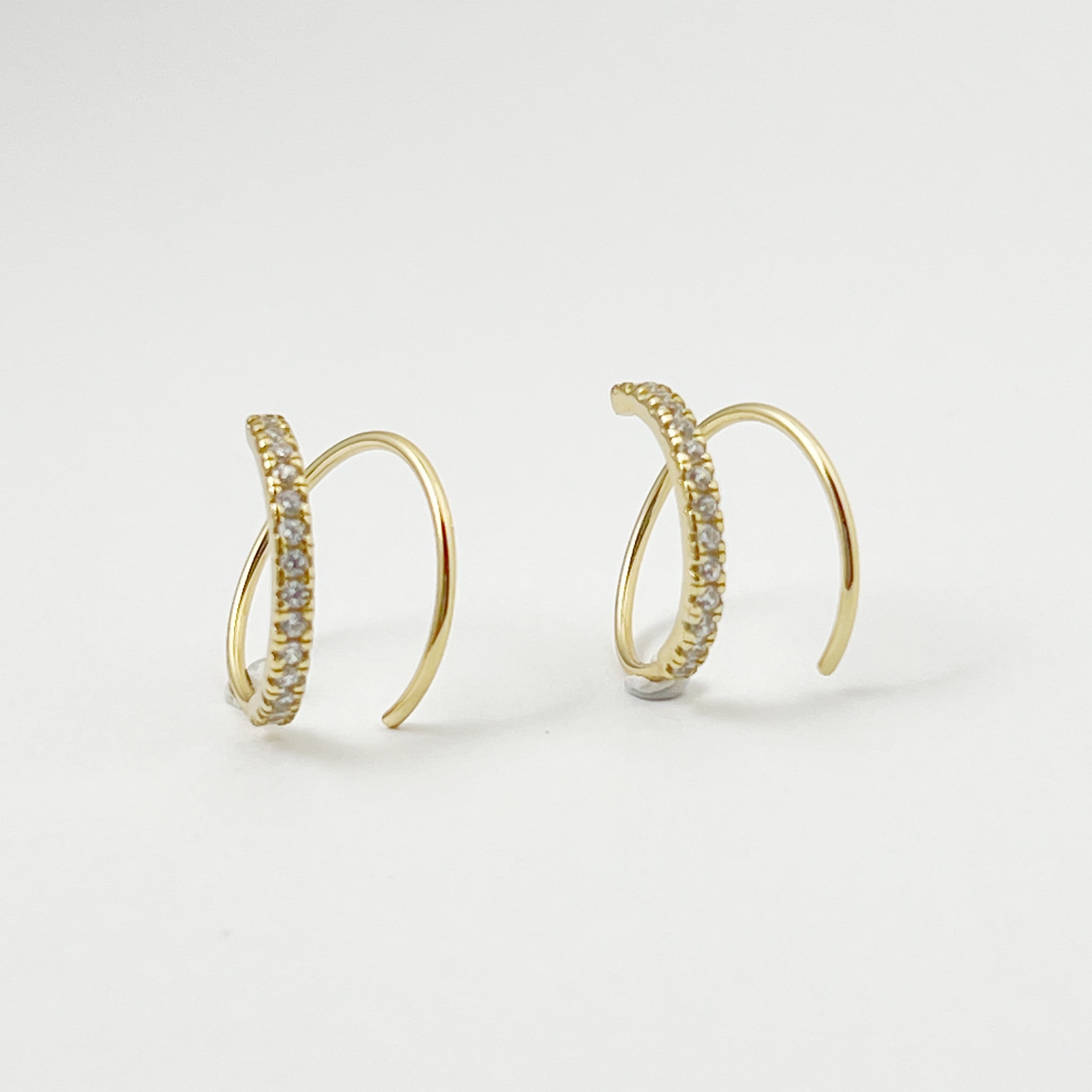 Gold Coating スパイラル ジルコニア フープ ピアス | 【公式通販