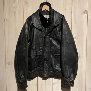 【a.k.a.C.a.k.a vintage】Layered Gimmick Design Loose Leather Jacket
