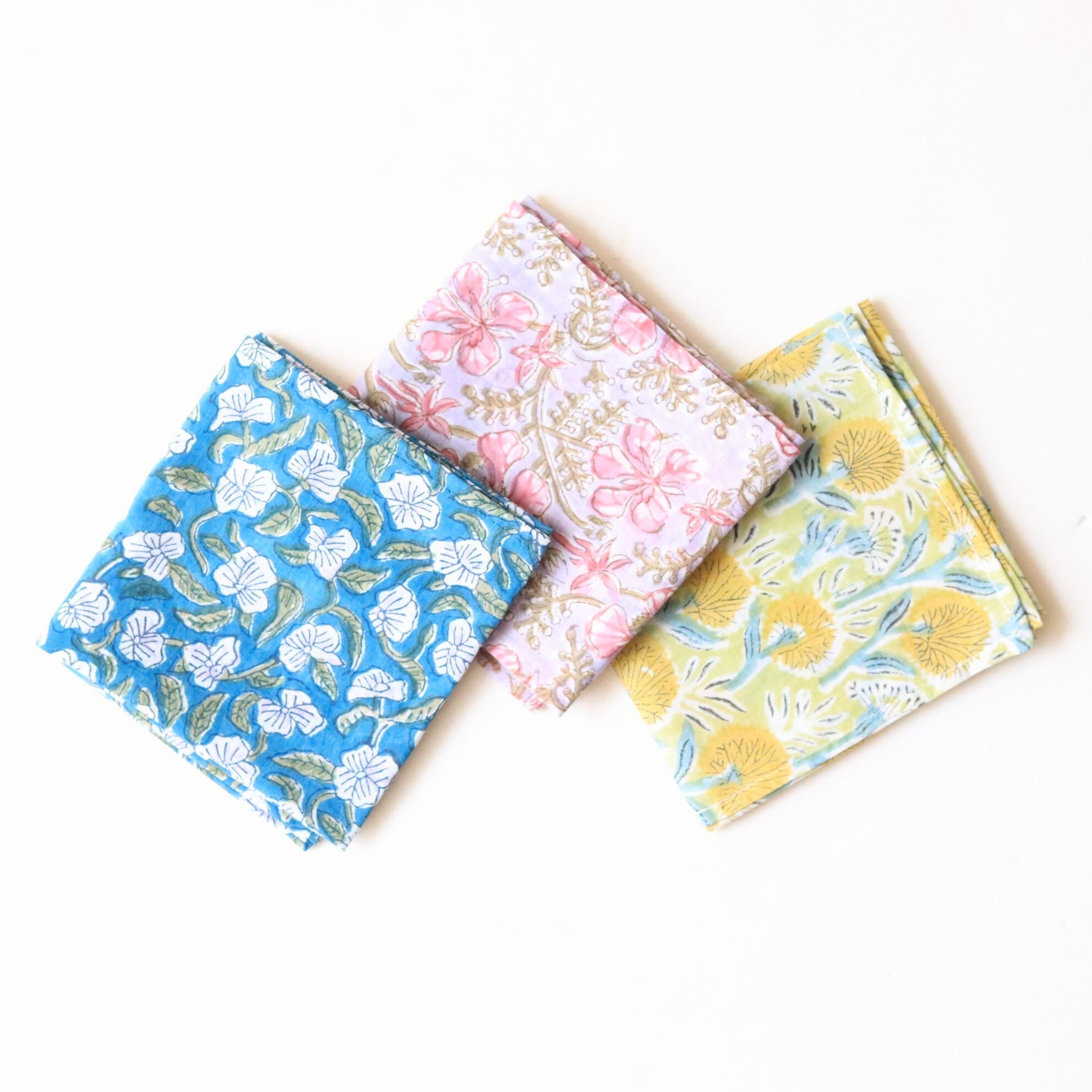 【ハンカチ】ブロックプリント フラワー