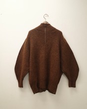 予約販売 | i'm here : - "SWITCH" DRIVER'S KNIT ：brown / khaki｜ドライバーズニット／ウール×モヘア／前後切替／ダブルファスナー／ユニセックス