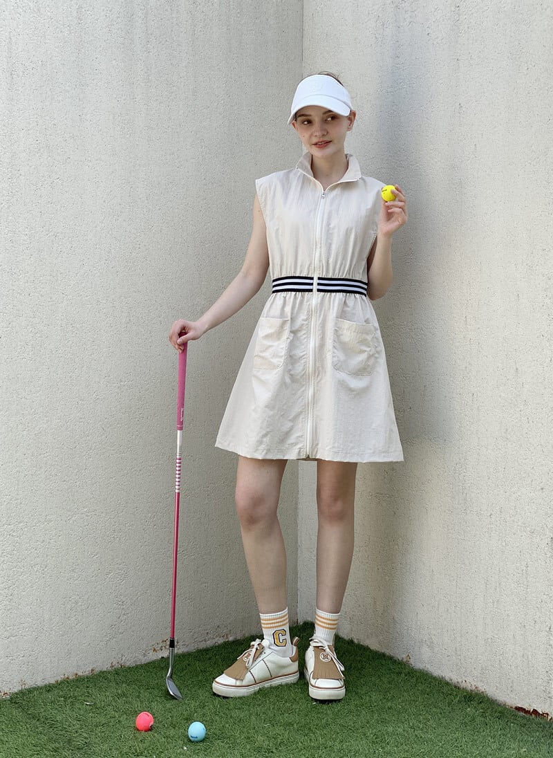 トリプルラインウエストノースリーブ ゴルフワンピース | Festa Golf