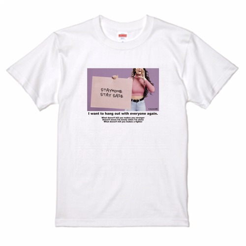 STAY HOME STAY SAFE グラフィック ホワイトTシャツ