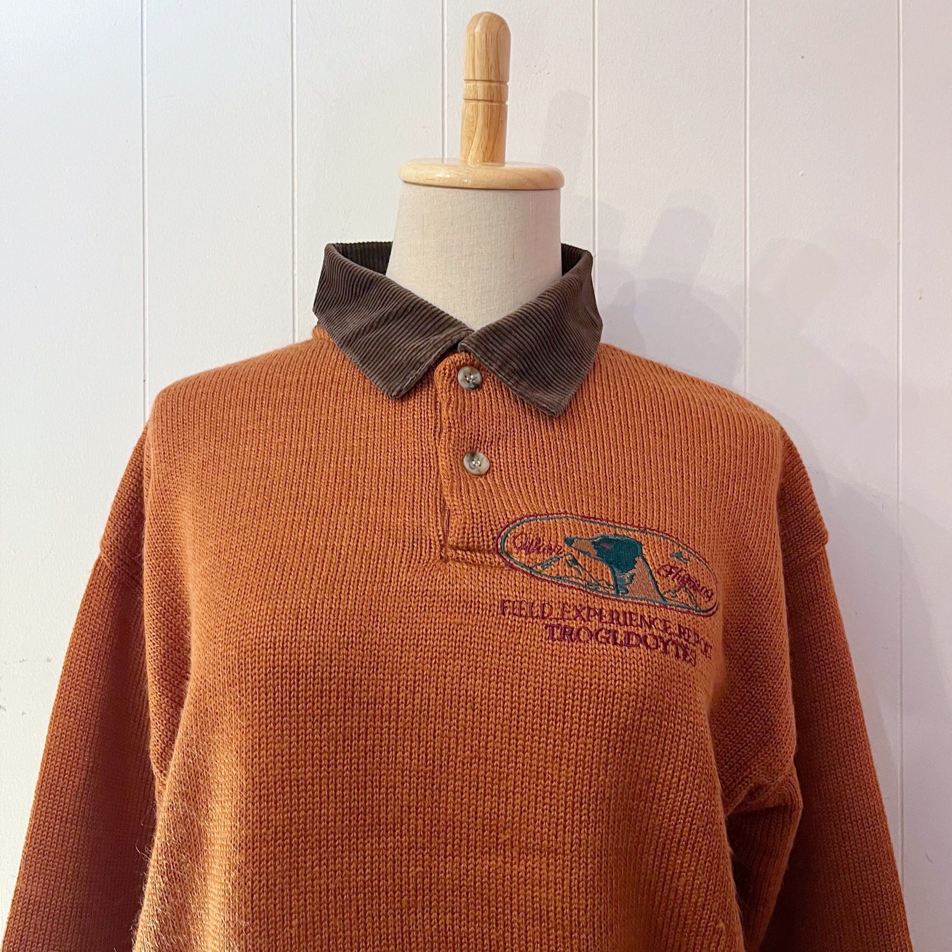 dog embroidery corduroy collar knit