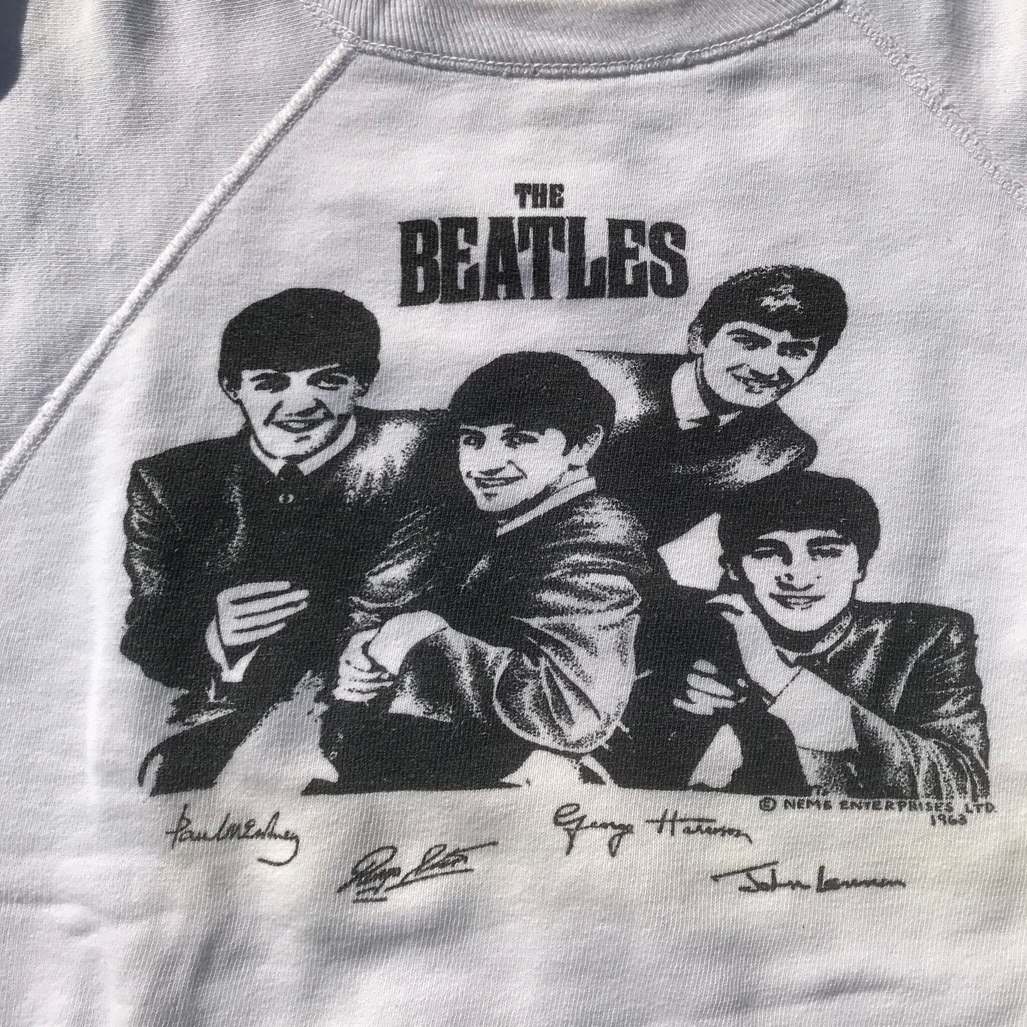 60's THE BEATLES ビートルズ 染み込みプリント スウェット ラグラン ホワイト 希少 | agito vintage powered  by BASE