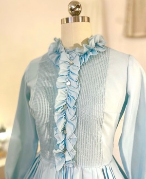 60's vintage raffle ×pin tuck dress