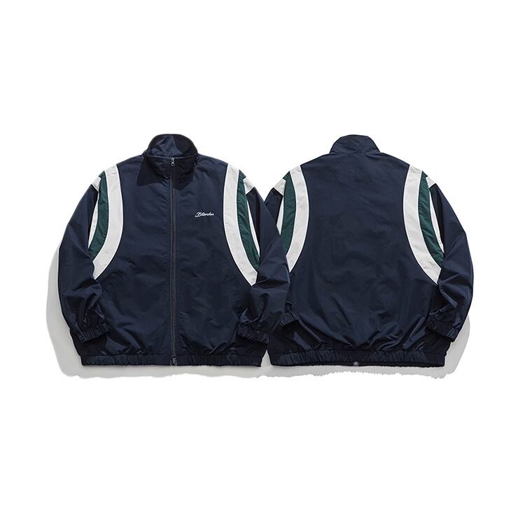 ★CONTRAST COLOR SPLICING STAND COLLAR JACKET　　　A0794