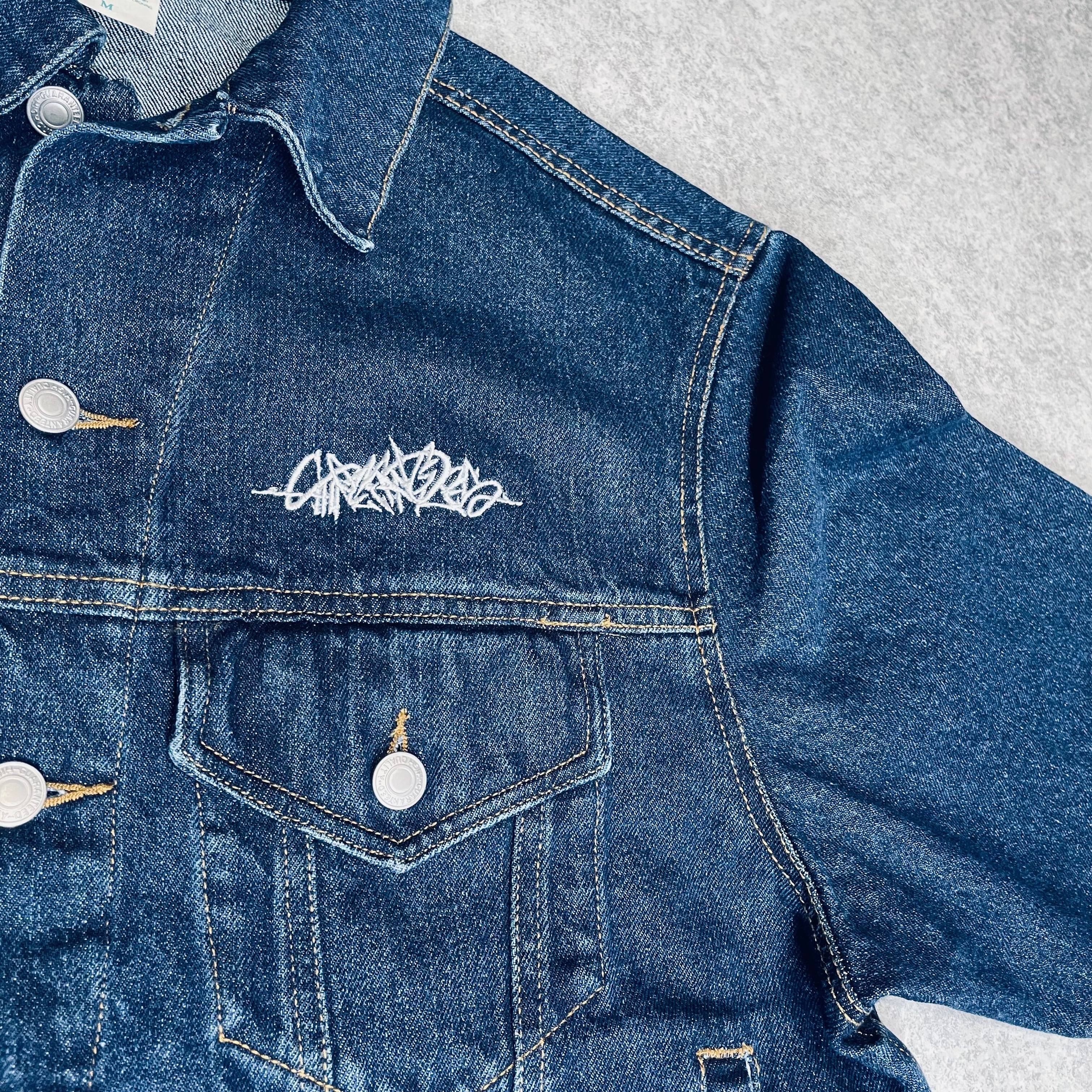 Denim Jacket-emblem logo- | three angles store