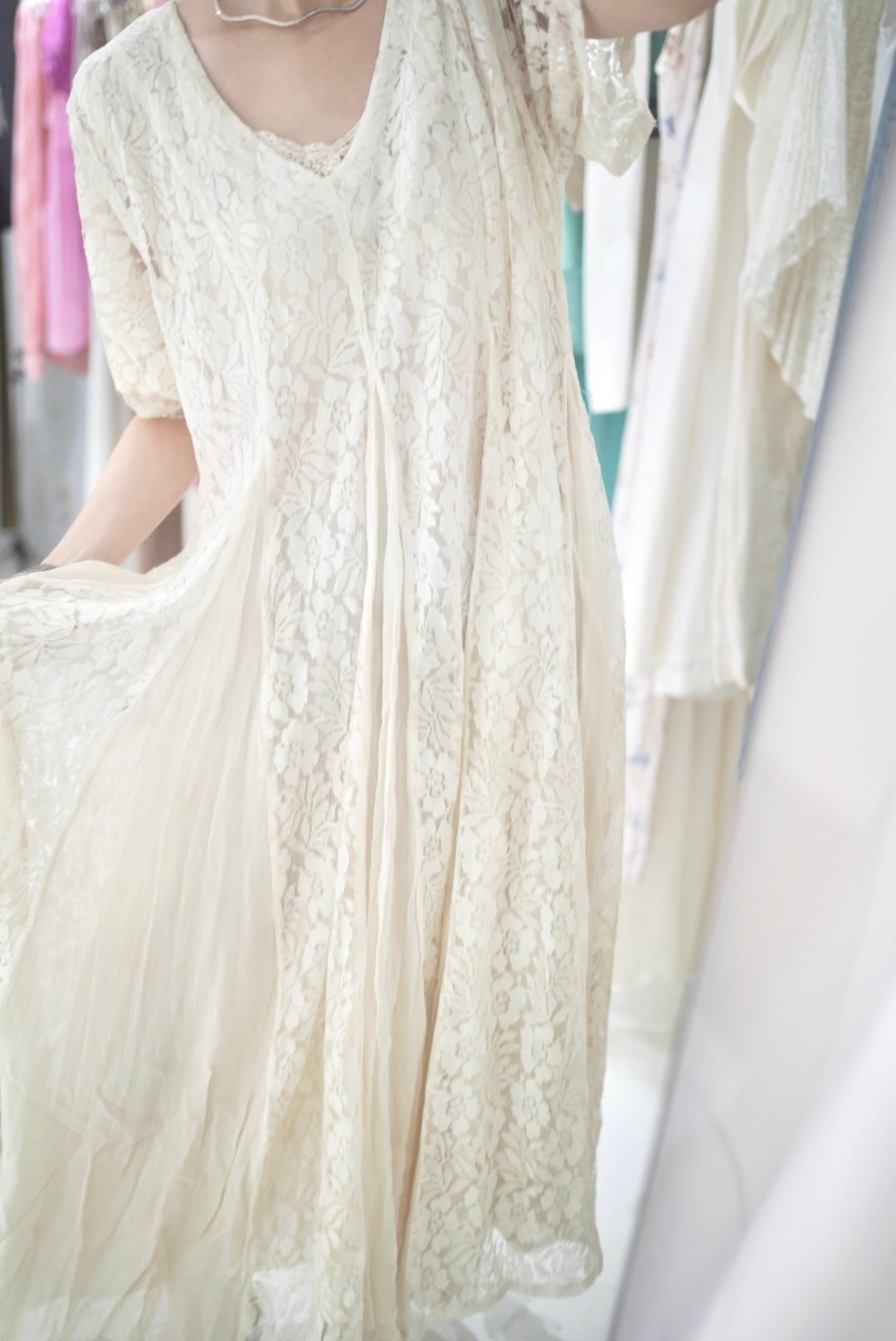 lace switching dress