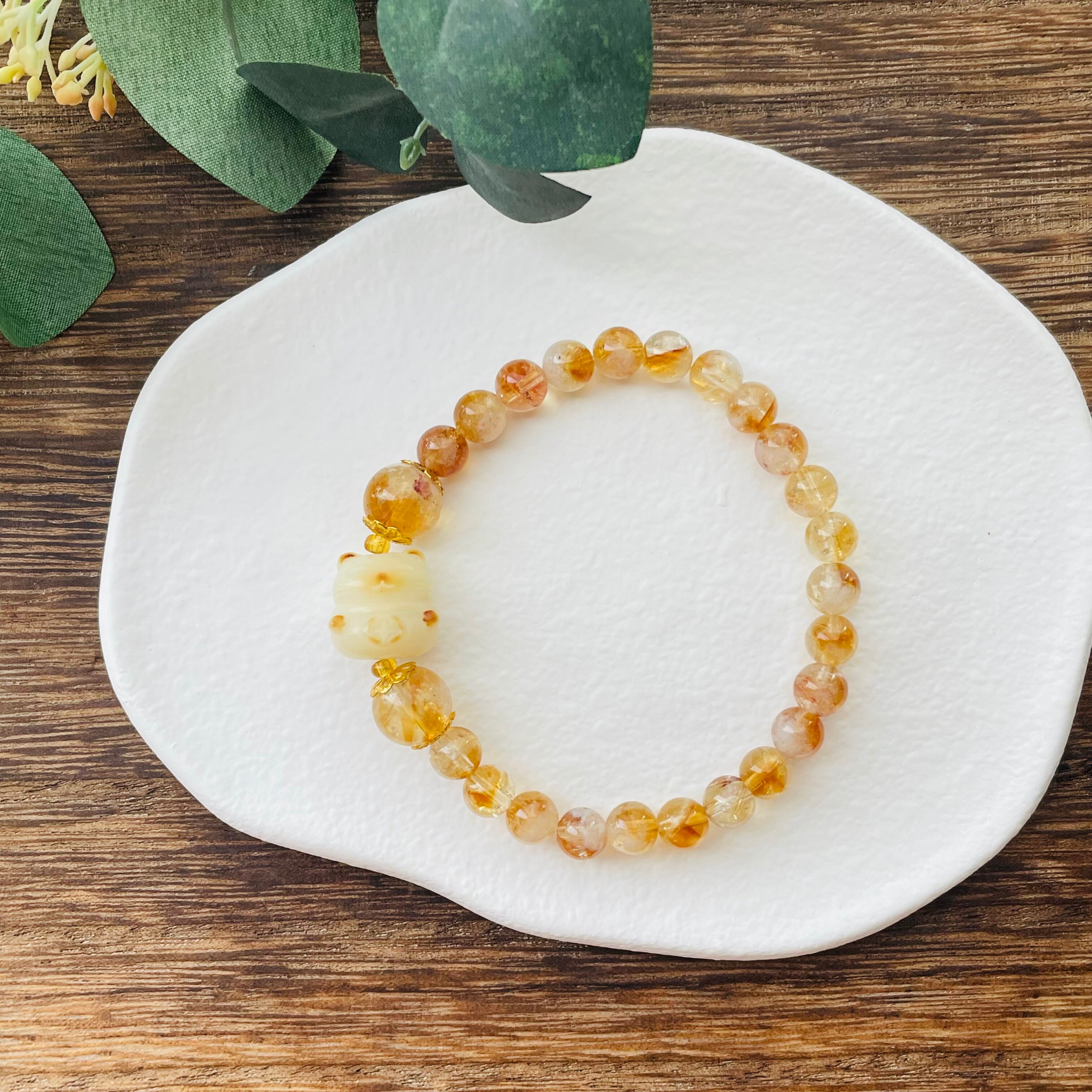 41224-⑱猫×パワーストーン|ブレスレット|財運・貯蓄運| 猫雑貨 猫モチーフ 猫グッズ アクセサリー 天然石 プレゼント ギフト レディース