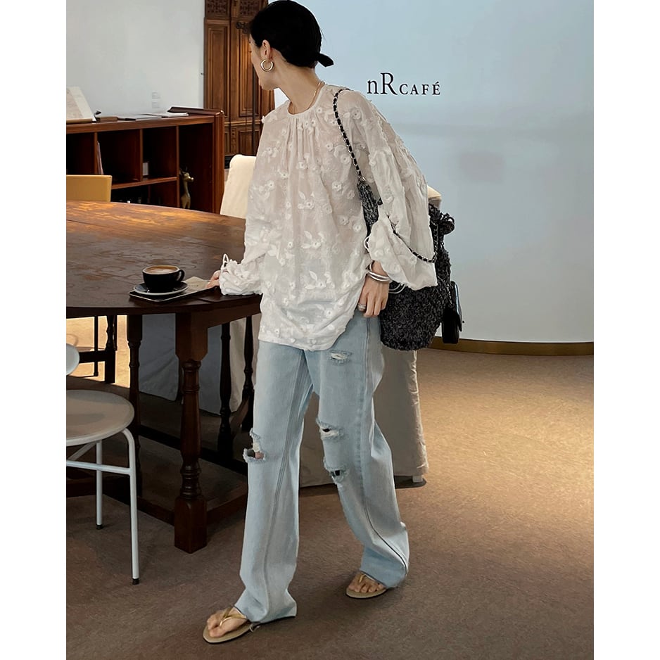 flower lace blouse 12198 | abeille