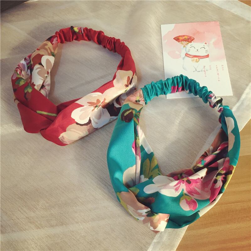 プリント柄スタンダードヘアバンド スタイルFlowerデザイン ストレッチ レトロ エラスティック 伸縮 ヘアアクセサリー フラワーデザイン ヨーロピアン ブラック・アイド・ピーズ80795475213