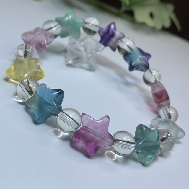 No4.フローライト星型ブレスレット