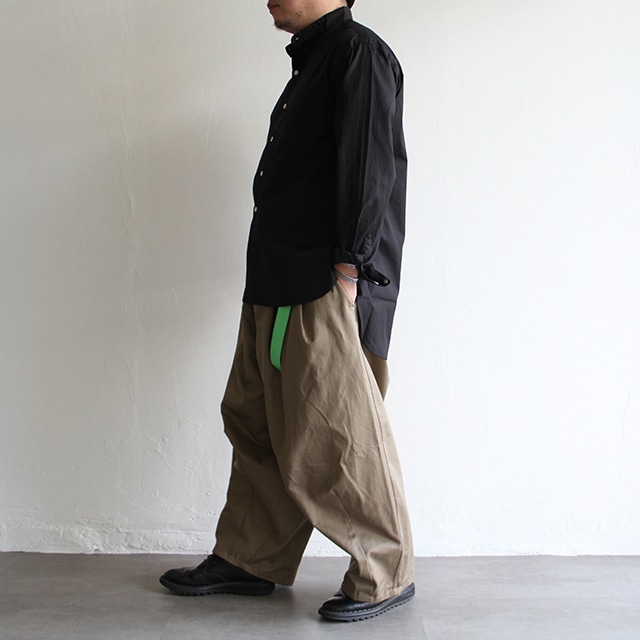 H.UNIT【 mens 】cotton linen twill bandcollar shirts